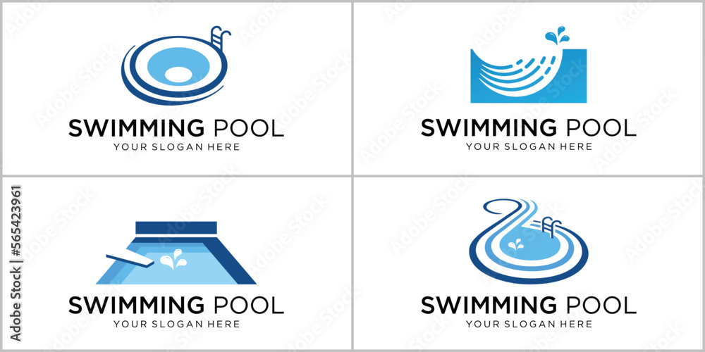 Wall mural collection of swimming pool logo design template. inspirations swimming pool logotype.