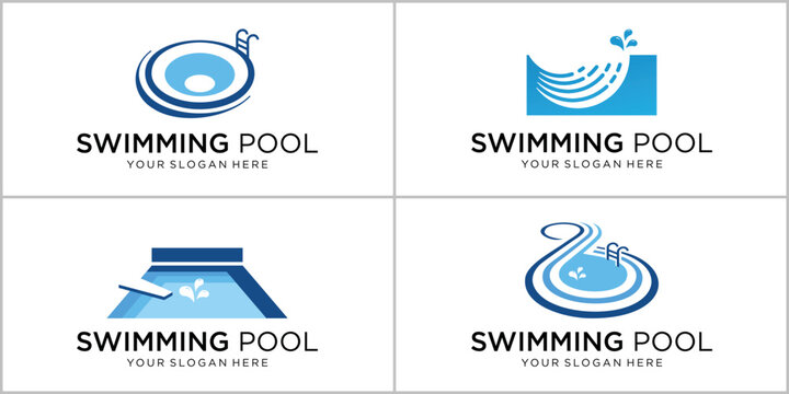 collection of swimming pool logo design template. inspirations swimming pool logotype.