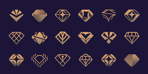 jewelry logo diamond icon set design inspiration.