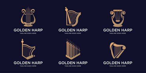 golden harp logotype inspirations