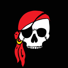 pirate skull  with eyepatch and bandana