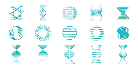 icon set Vector DNA genetic logo design template for science technology logo inspiration. vector illustration.
