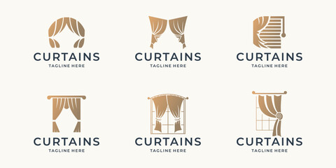 circus curtain, luxury blind, line window gold logo.