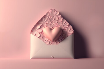 Pastel color flowers with envelope, generative AI