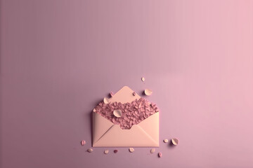 Pastel color flowers with envelope, generative AI