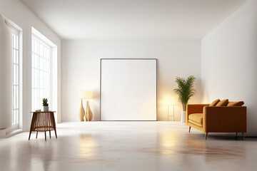 boho interior with blank space, generative ai