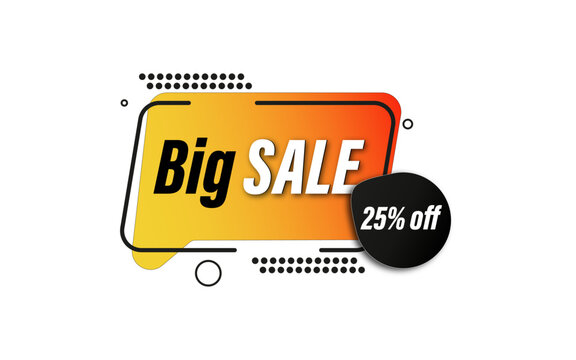 25% off Big SALE message template yellow vector