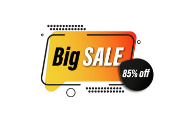 85% off Big SALE message template yellow vector