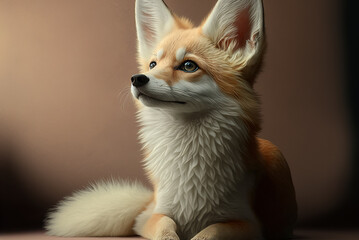 Obraz premium Cute furry fox sitting. AI generated