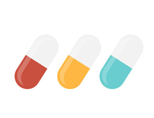 Pill flat icon isolated on white background. Vector illustration.