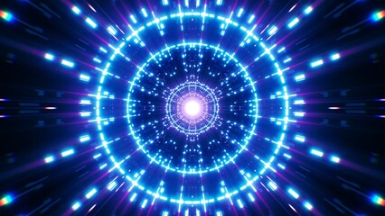 Dazzling blue dot lights background with purple light spreading