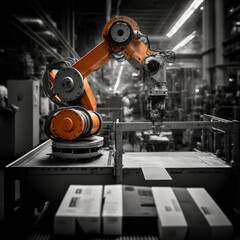 Fototapeta premium robot arm working in industrial plant