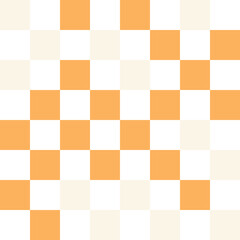 Cream and orange pastel checkerboard pattern background.