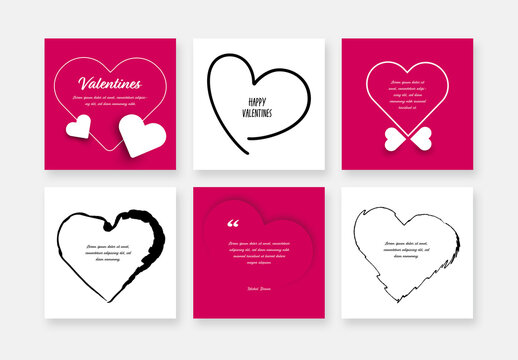 Valentines Social Media Layouts With Magenta and Black Accent