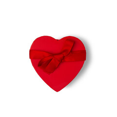 Red heart shaped gift box for valentine's day isolated on white background