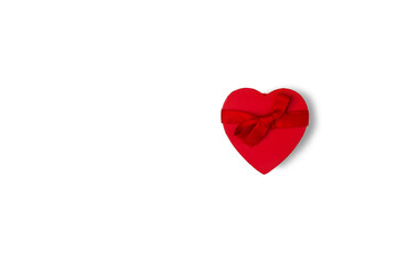 Red heart shaped gift box for valentine's day isolated on white background