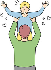 Happy father playing with small son