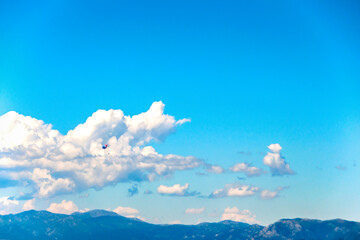 Parasailing in Clouds Over Lake Tahoe