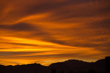 Spectacular and colorful sunrise on the horizon in Murcia	