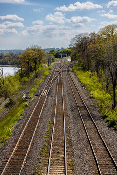 railroad tracks in the countryside