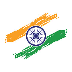 Indian flag brush stroke tricolor with Ashok chakra vector illustration eps