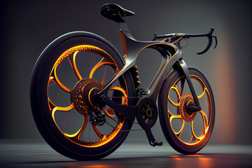 Obraz premium Futuristic black bicycle. Created with Generative AI technology.