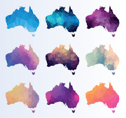 Set low poly maps of Australia