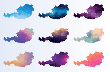 Set low poly maps of Austria