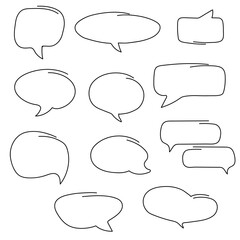 Continuous line drawn cartoon speech bubble. Chat icons, vector isolated element on transparent background.  Communication concept. Speak balloon. Communication, dialog, feedback, vector symbols. 