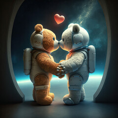 space teddy bears in love