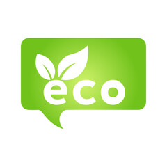 Eco green cloud speech bubble icon Bio nature green eco symbol for web and business