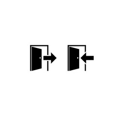 Exit and enter door with arrow symbol isolated on white background