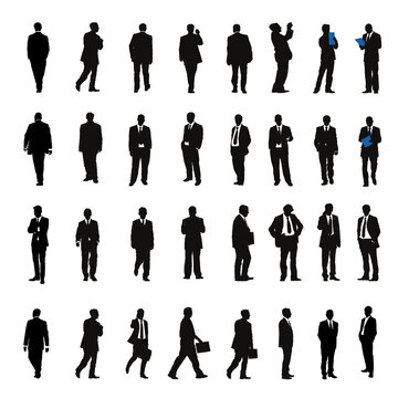 business people silhouettes, business peoples icons, 