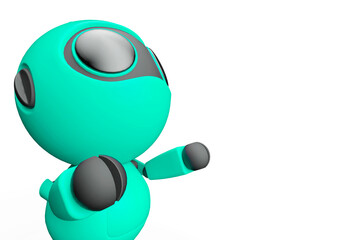 tiny robot in white background with copy space