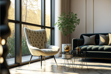 Modern Italian Living Room with modern furniture render