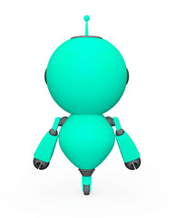 tiny robot in white background rear view