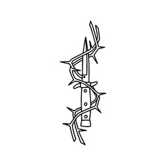 knife vector illustration with barbed wire concept