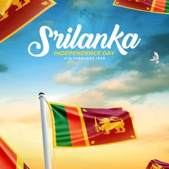 Foto op Aluminium Srilanka Independence Day Poster On a blue sky background. © Ali