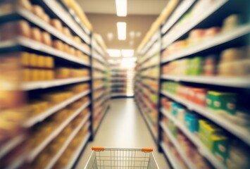 illustration ,supermarket,blurred image,generative AI