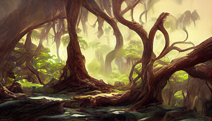 Forest landscape created with Generative AI technology