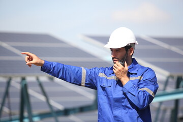 engineer working at solar farm