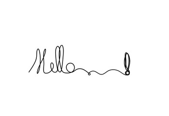 Calligraphic inscription of word "bonjour", "hello" with exclamation mark as continuous line drawing on white  background © suns07butterfly