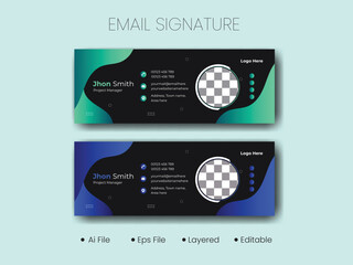 Modern email signature design, email template with vector