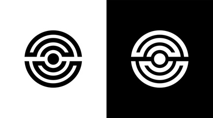 technology logo monogram circle target black and white icon illustration style Designs templates