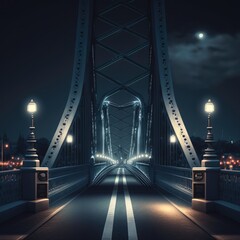Night bridge architecture city landmark landscape Generative AI illustration