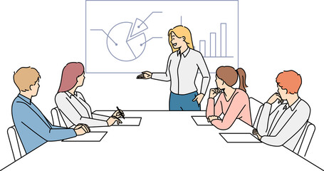 Businesswoman present project for employees