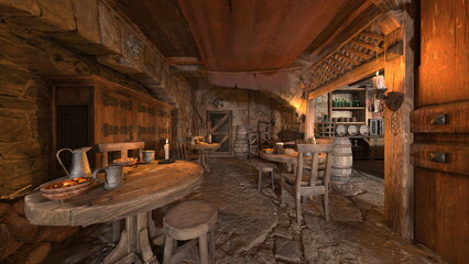 木の内装のバー