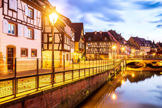 Evening lights in Colmar, Alsace, France