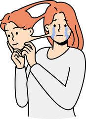 Unhappy trans woman with mask