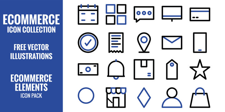 E-commerce icon set. Online shopping and delivery elements, symbol Solid icons vector collection. Email Marketing icons set. creative symbols or logo elements - vector